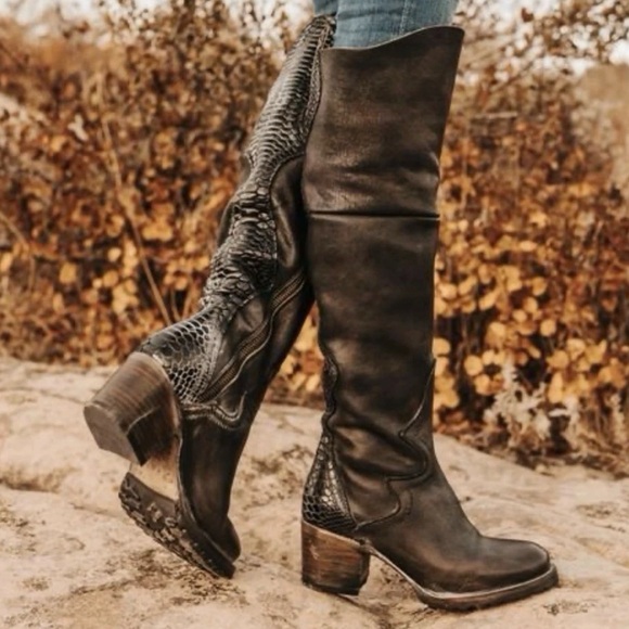 Freebird by Steven Shoes - FREEBIRD Calgary Black Leather Knee-High Boots